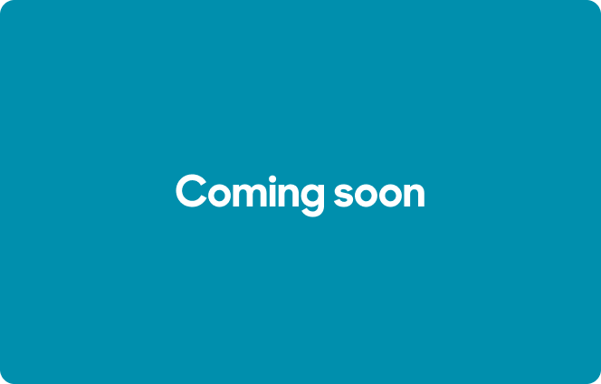 Coming Soon text on teal color block.