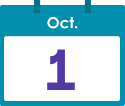 Calendar icon of October 1.